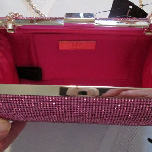 I.N.C. International Concepts Ranndi Sparkle Evening Bag Pink Dragonfruit NWT - Picture 4 of 9